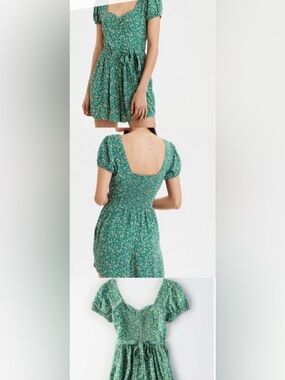 American Eagle Green Floral Spring Romper
